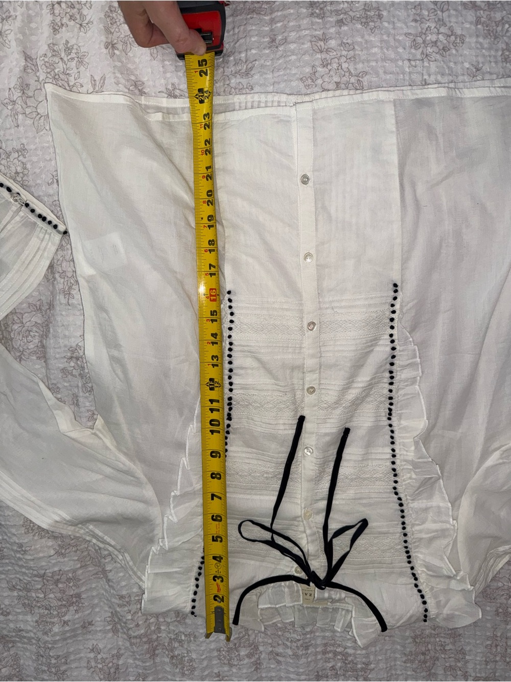 SEZANE "Valentine" Ruffle Blouse black and ivory size 8 medium - Picture 13 of 13